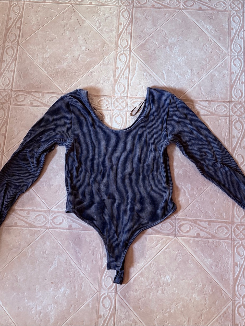 Primark Black Ribbed Long-Sleeve Scoop Neck Bodysuit